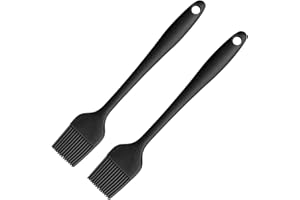 BOUMVID 2 Pièces Pinceau de Cuisine, Pinceaux de Barbecue en Silicone, Pinceau Alimentaire à Pâtisserie, Silicone Patissier pour Cuisiner, Barbecue, Cuisson, Gâteaux (21 cm, Noir)
