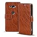 Produktbild Conie Sony Xperia XZ2 Compact Hülle - Kalpptasche In Braun - Xperia XZ2 Compact Schutzhülle Flipcase Cover Etui Mit Kartenfächer Im Wildleder Design