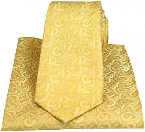 Gold Link Pattern Luxury Tie and Pocket Square Set by Posh and Dandy