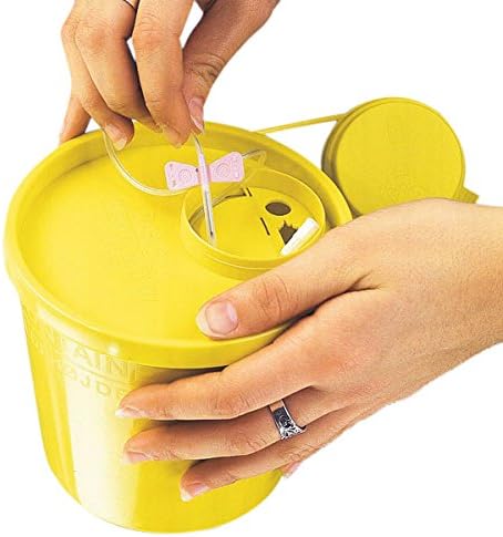 Servoprax i9 0150 Servo Box Waste System For Syringe Trays, Special model type for High, Capacity 500 ml, 14 cm, 7.5 cm Diameter at Top Height 6 cm Diameter, Yellow (Pack of 100)