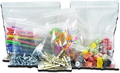 100 10" x 14" Plain Resealable Reusable Grip Seal Clear Poly Plastic Storage Bags - Suitable for Auto Parts and Domestic Use