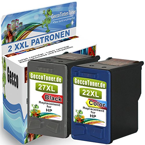 2x Druckerpatronen Ersatz für Hp 27 XL + 22 XL Original alaskaprint Tinte OFFICEJET 4311 black 20ml + color 20ml Ersatz für HP C8727AE + Hp C9352A / C9352CE (hp27xl , hp22xl hp 27xl ,hp 22xl), schwarz, farbig, bk Smartserie