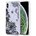 Produktbild Misstars Glitzer Hülle für iPhone XS Max, Bling Pailletten Transparent Weich TPU Silikon mit Schwarz Blumen Malerei Muster Backcover Anti-Rutsch Kratzfeste Schutzhülle für Apple iPhone XS Max (6,5")