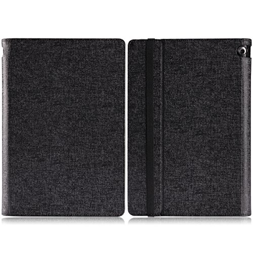 MoKo Lenovo Yoga 10 HD+/Yoga 10 Hülle Case – PU Leder Tasche Ständer Schutzhülle Ledertasche Etui Smart Cover mit Stylus-Halterung für Yoga 10 HD+ 10 Zoll HD Android 4.3 Jelly Bean Tablet,Schwarz - 2