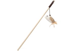 Maseaxi à Chat | Chat Jouet Plume Bâton Jouets pour Chat avec Recharges Cloche Animal en Peluche | Jouets Chat, Teaser interactif Receveur et Poteau