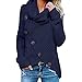 Produktbild Blusen Damen Langärmliges Sweatshirt mit Knopfleiste Pullover Tops Bluse Shirt Navy M