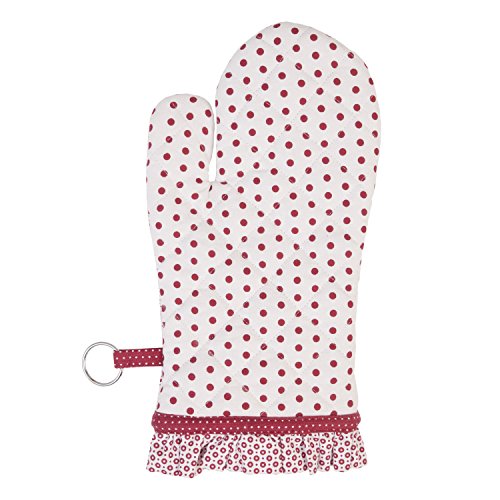 Clayre & Eef DOT44R Dotted 1 Küchenhandschuh Kochhandschuh Ofenhandschuh rot ca. 16 x 30 cm
