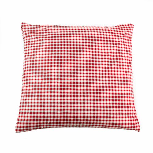Landhaus Kissenbezug 40x40 cm Rot Karo 1x1 cm Bauernkaro Baumwolle kariert durchgewebt RV