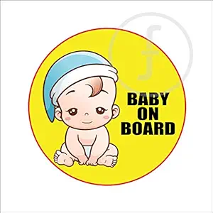 fingerz Baby On Board Car Sticker Child Image Print Windows Safety High Resolution Multi Colored Printing Vinyl Decal Car Rear Window (Pack of 4)