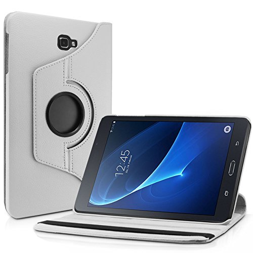 Samsung Galaxy Tab A 10.1 Hülle Case, Infiland PU Ledertasche lederhülle 360° Drehbarer Stand Smart Cover Case Schutzhülle Tasche Etui für Samsung Galaxy Tab A 10.1 Zoll (2016) Tablet-PC(mit Auto Schlaf / Wach Funktion)(Weiß)