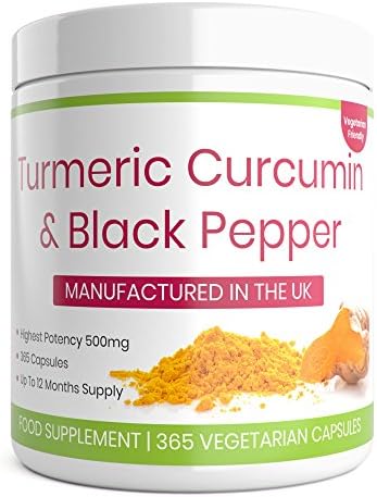 FUELGRADE Turmeric Curcumin with Black Pepper (365 Capsules) High-Potency 500mg Natural Anti-Inflammatory | Anti-Aging Antioxidants | Joint &amp; Immune System Health