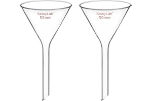 stonylab Glass Funnel, 2 Pack Heavy Wall Borosilicate Glass Short Stem Filter Funnels Laboratory Glassware, Diameter 50 mm