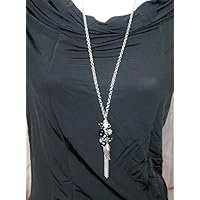 Zauberhafte Kette Edelstahl und Edelsteine - Schwarzer Turmalin, Hämatit, Bergkristall, Jade