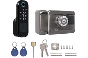 SHUAIGUO WiFi Pas de câblage Serrure d'empreinte Digitale étanche Code numérique Serrure de Porte électronique pour la sécurité à Domicile Compatible avec Home Alexa multicolor