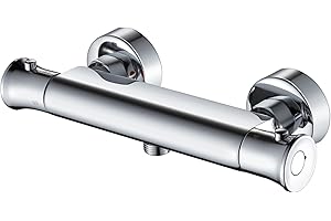 kisimixer Chrome Thermostatic Shower Mixer, Wall Mounted Thermostatic Shower Mixer Bar 1/2" Outlet,Solid Brass Hot & Cold Water Mixer Valve Constant Temperature Control Anti Scald,Shower Mixer Valve