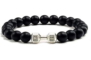 GENERISCH Bracciale da uomo in pietra naturale, bracciale sportivo, crossfit, powerlifting, yoga, spessore 8 mm