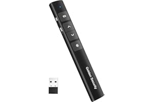 GOLDEN SECURITY Telecommande Ordinateur Powerpoint Pointeur du Présentateur avec 2.4GHz USB Télécommande Powerpoint Sans Fil Presentation Cliqueur Zapette Powerpoint, pour Présentation, Enseignement, Bureau