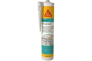 Sika - Sikasil Universal, Trasparente - Sigillante Siliconico Universale - Impermeabilizza i giunti - Per interni ed esterni - Cartuccia da 280ml