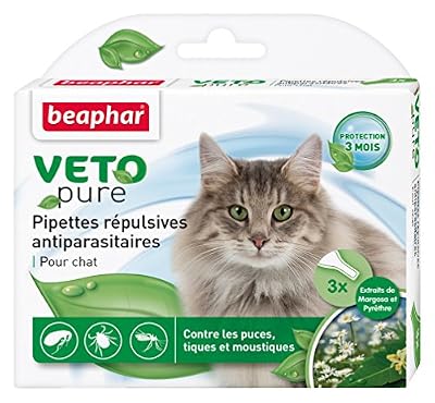 Beaphar - VETOpure, pipettes répulsives antiparasitaires - chat - 3 pipettes