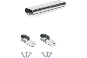 MKGT Oval Wardrobe Rail Polished Chrome Hanger Pole Closet, Hanging Rails and Fittings for Clothes (400mm (0.4m) ~15.7″)