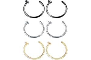 XUJLRL 6 Pezzi Naso Anello Naso Piercing Naso Finto Labbro Anello Anelli Cerchio di Acciaio Orecchini a Cerchio Piercing Naso Acciaio Chirurgico Septum Piercing Helix Piercing Trago Piercing Conch