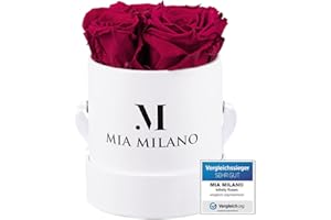 ‎MIA MILANO Mia Milano Infinity Rosen Bordeaux für Sie I Valentinstag Deko Geschenk I 3 Jahre haltbar - Geschenk Rosenbox mit 4 echten konservierten Rosen I Handgefertigt in Deutschland