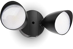 LUTEC 29.5W LED Security Light Outside Lights Outdoor Wall Lights 2000 LM LED Integrated Twin Heads Flood Light, Exterior for Patio, Garden, Yard Black 5000K [Energy Class A]