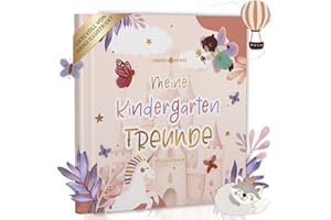 LEBENSKOMPASS Freundebuch Kindergarten Einhorn - Freundschaftsbuch mit handillustrierten Charakteren - liebevoll gestaltetes Kindergarten Freundebuch für Deine ersten Freunde