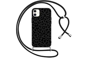 Foonary Handykette Hülle mit Kette für Apple iPhone 12/Apple iPhone 12 Pro 6,1" Handyhülle, Leopard Design Band Necklace Case mit Kordel zum Umhängen Silikon Schutzhülle Cover Schnur für iPhone 12