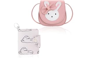 ZEPIQOR Bolso de hombro para niños para niñas Con billetera infantil, lindo conejo CrossBody Bag, PU cuero princesa mini bolsas para niños niñas 2-10 años, Rosa., talla única, dibujos animados（rosa）