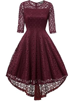 Gigileer Femme Queue De Pie Lace Robe de Demoiselle D'honneur/Soirée/Fête Vin Rouge L