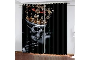 CTQTZ Tende oscuranti con teschio gotico, con occhielli, 264 x 240 cm (larghezza x altezza), set da 2 tende per decorazione della cameretta dei bambini