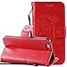 Produktbild iPhone 6 Hülle,3-in1 ISENPENK für iPhone 6s Leder hülle,Leder PU Lederhülle Muster Baum Schmetterling Katze Phone Protect Flip Hülle Case Bookstyle Cover Schale Standfunktion Etui Schutzhülle Tasche Credit Card Slots Wallet Case Leder Tasche mit Weich TPU Innere Brieftasche Schutzhülle[Rot]