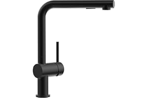 CECIPA Robinet Cuisine, Mitigeur Cuisine avec Douchette, Deux Types Jet, Robinetterie à Levier Unique, Pivotant À 360°, Mitigeur en Acier Inoxydable, Noir