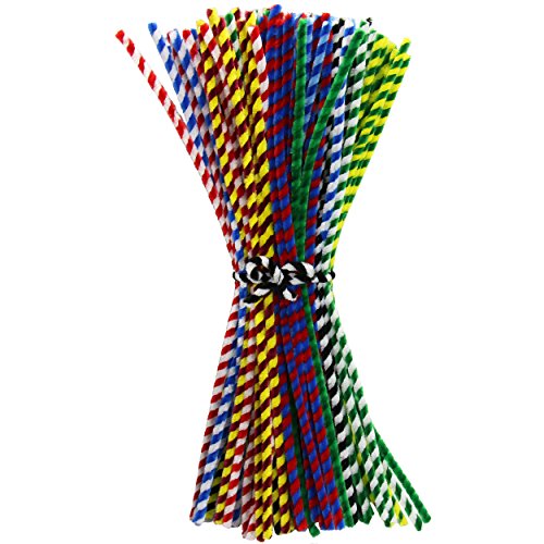 Pfeifenputzer im 100er Pack ✓ Biegeplüsch-Set 50cm lang | Ø 9mm dick ✓ Pfeifenreiniger sind bunt gestreift ✓ herrliche Figuren mit dem Basteldraht basteln ✓ großer Bastelspaß mit Kindern beim Biegen vom Chenilledraht | trendmarkt24 – 22709 - 2