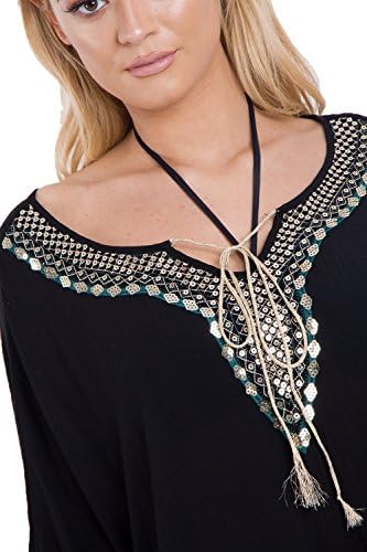 URBAN MIST Sequins Embellishment Kaftan Top Cover Up One Size Black
