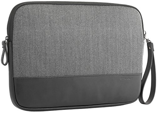 StilGut Notebook-Sleeve Charlie, Universal Notebook-Schutzhülle aus Stoff für Notebooks bis 12″. Gepolsterte Schutz-Tasche mit praktischen Innenfächern und Reißverschluss, Dunkelgrau - 3