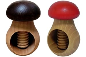 Wooden World Lot de 2 Casse-Noisettes Marron et Rouge en Bois de hêtre Naturel – Champignon très Solide