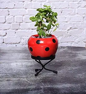 HINS Red Doted Polka Metal Round Shape Flower Plant Pot With Stand (red, large) Metal Pots For Indoor Plants I Elevated Garden Planter I Raised Planter I Desk Plant I Raised Planter Box I Ascent Homes Metal Planter I Raised Planter Box With Legs I Brass Pots For Indoor Plants I Golden Planter I Mid Century Plant Stand I Brass Planters For Indoor Plants I Indoor Plant Stand For Living Room I Metal Planters Pot For Indoor Plants designer pots for indoor plants