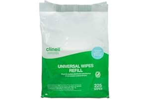 Clinell Universal Cleaning and Disinfectant Wipes for Surfaces - 225 Wipes Refill Pack - Multi Purpose Wipes, Kills 99.99% of Germs, Effective from 30 Seconds