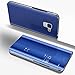 Produktbild Galaxy A7 2018 Schutzhülle,Galaxy A7 2018 Spiegel Ledertasche Handyhülle,Galaxy A7 2018 Hülle Lederhülle,Hpory Elegante Überzug Mirror PU Leder Slim Fit Wallet Tasche Flip Cover Ledertasche Brieftasche im Bookstyle Klapphülle Spiegel Handytasche mit Weiche Silikon mit [Kartenfächer] [Standfunktion] [Magnetverschluß] Kunstleder Schutzhülle Etui Schale für Samsung Galaxy A7 2018 + 1 x Hpory Stylus-(Blau)