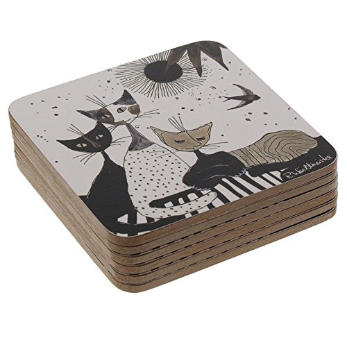 Goebel 6 Untersetzer, Rosina Wachtmeister, 10,5 cm x 10,5 cm, Weiß, Schwarz, Gold, 66851601