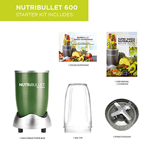 NutriBullet 600 Series Blender, 600 W, Starter Kit, 5-Piece Set, Fresh Green