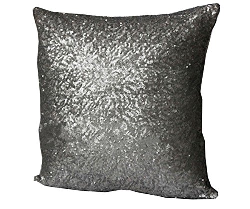 EJY Stilvolle Comfy Farbe Pailletten Kissenbezug Dekokissen Fall-Café-Dekor 40X40CM (Grau)