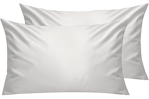 Lirex 2 Paquetes Fundas de Almohada, 100% Algodón Transpirable Cubiertas de Almohada，Cierre de Cremallera 40 x 80 cm, Blanco