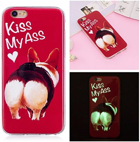iPhone 7 Luminous Case, Yunbaozi iPhone 8 Case New Pattern Soft Silicone Case Transparent Protective Cover * Inner Pattern Never Peel Off * Flexible Smooth Skin TPU Rubber Cover Slim Lightweight Shell Glowing in the Dark * Anti-Shock Anti-Scratch Creative Design Cover for iPhone 7 /8 - Kiss My Ass