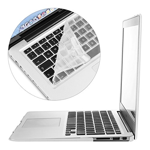 kwmobile 2in1 Set: Griffiges und robustes gummiertes HARDCASE für Apple MacBook Air 13″ (Modelle ab Mitte 2011) in Transparent + Keyboard Skin Tastaturschutz - 5