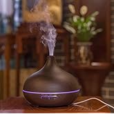 Ultrasonic Aroma Air Humidifier Air Diffuser Scented Essential Oil Diffuser 500ml Controlled Led Light Dark Brown