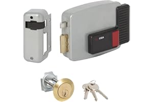 CISA 111610702, Serratura Elettrica da Applicare, 12V, Verniciato Grigio Alluminio, Entrata 70, Mano Sinistra, Cilindro standard