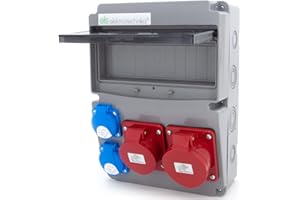ELS Elektrotechnika Power Distributor Wall Distributor 2 x 230 V Schuko, CEE 16 A, CEE 32 A, Construction Power Distributor for Indoor/Outdoor Use, Workshops and Factories, Control Cabinet for